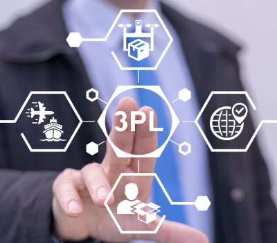 Third Party Logistics ( 3PL ) Business concept. Integrated warehousing and transportation operation service. Cargo export, import. Air, road, maritime delivery. Inventory outsourcing fulfillment.